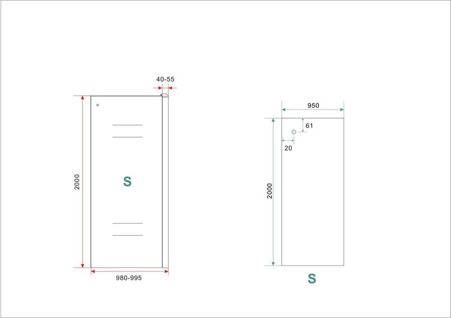 Wiesbaden Softclose 2.0 zijwand helder glas 100x200 cm