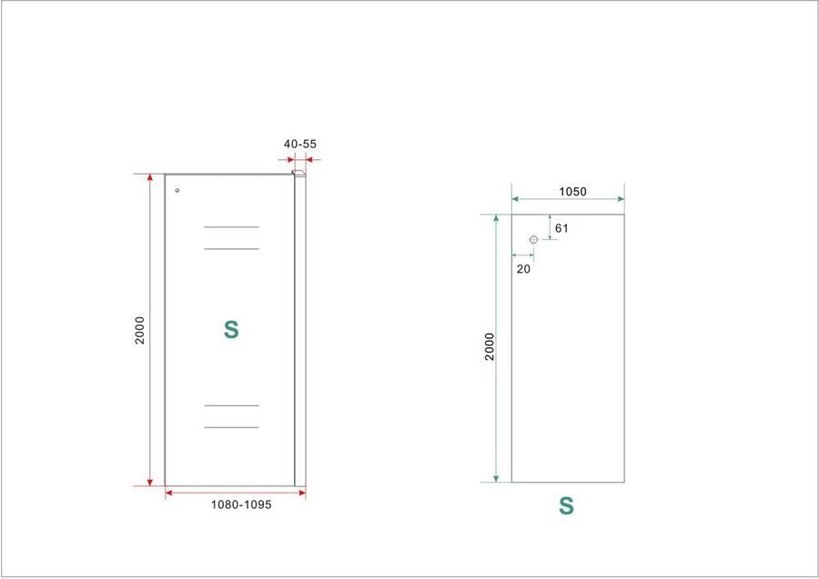 Wiesbaden Softclose 2.0 zijwand helder glas 110x200 cm