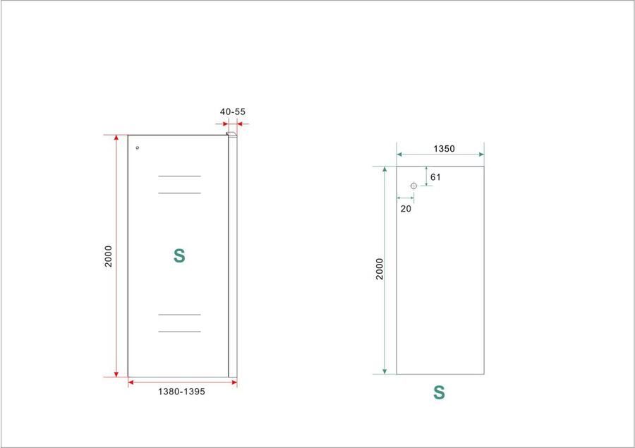 Wiesbaden Softclose 2.0 zijwand helder glas 140x200 cm