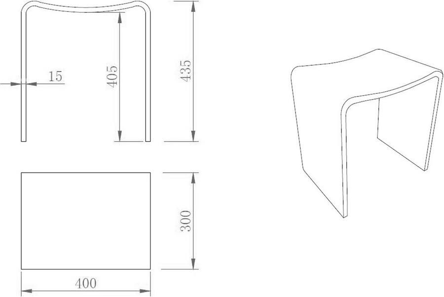 Wiesbaden Solid kruk 40x30x42 cm solid surface mat wit
