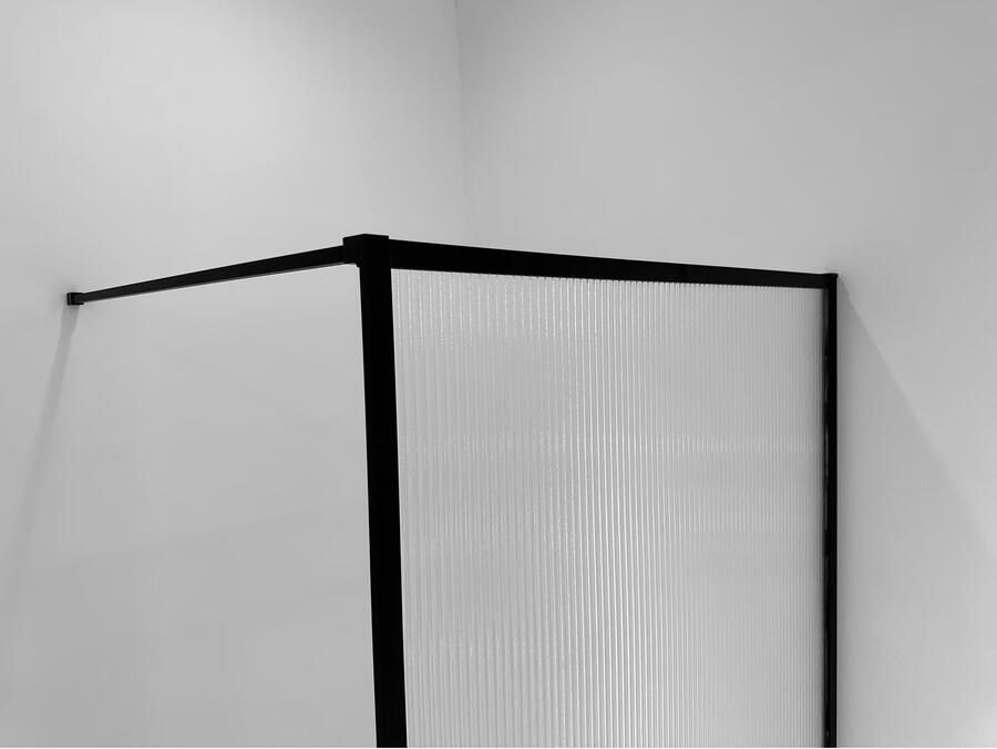 Wiesbaden Square inloopdouche 100x200 cm geribeld glas nano coating zwart mat - Foto 2