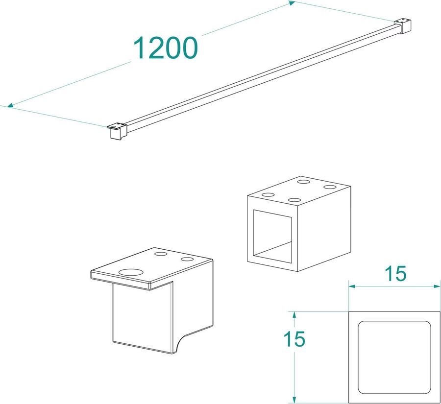 Wiesbaden Square stabilisatiestang inkortbaar mat zwart 120 cm