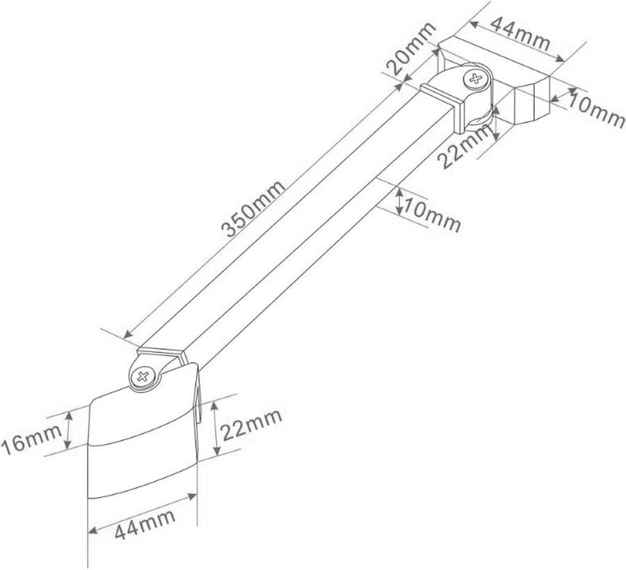Wiesbaden stabilisatiestang 45° compleet omkeerbaar 40 cm chroom