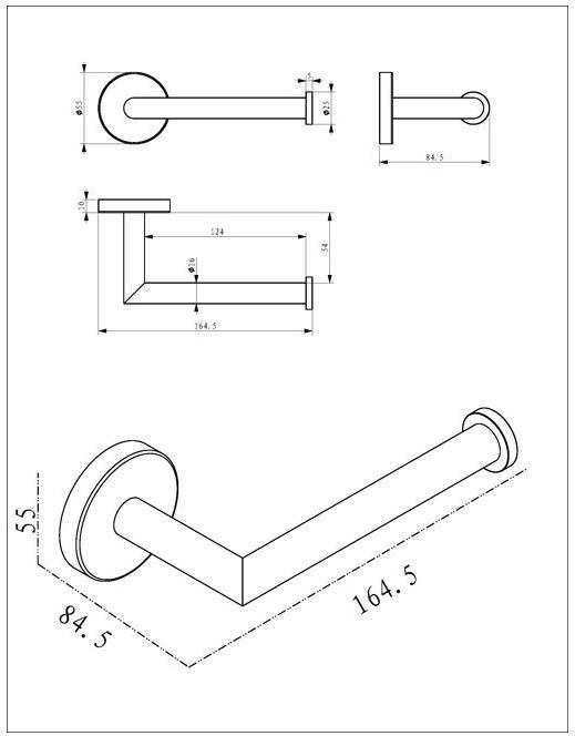 Wiesbaden Toiletrol houder Alonzo | Wandmontage | Messing | Geborsteld brons koper PVD - Foto 2