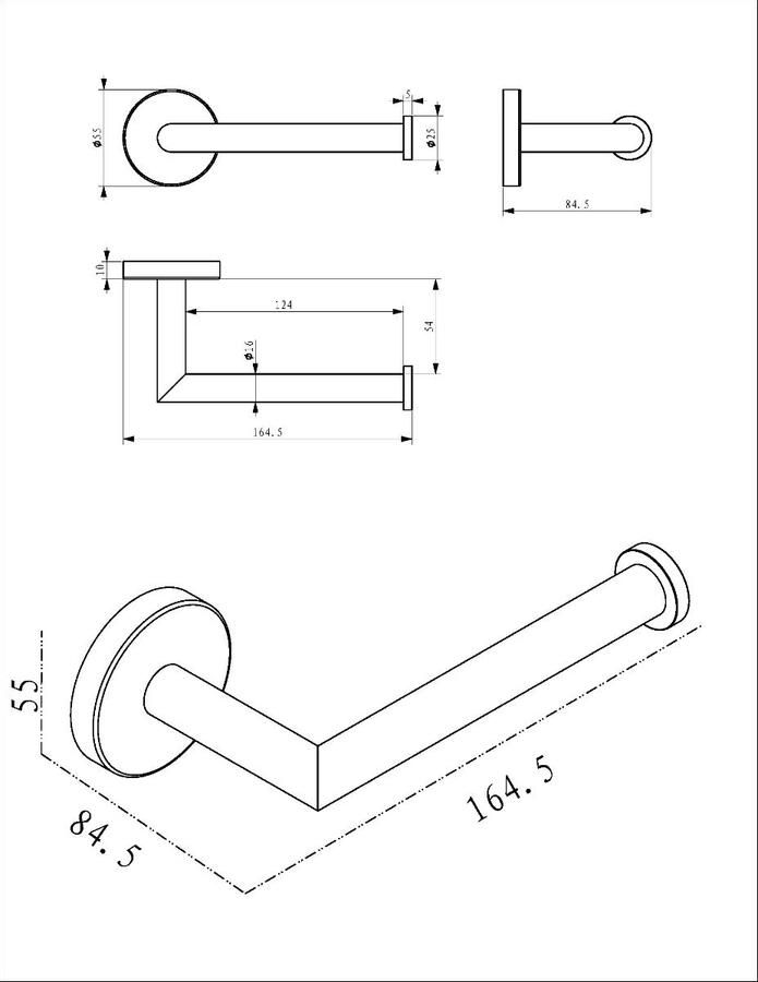 Wiesbaden Toiletrol houder Alonzo | Wandmontage | Messing | Gunmetal PVD