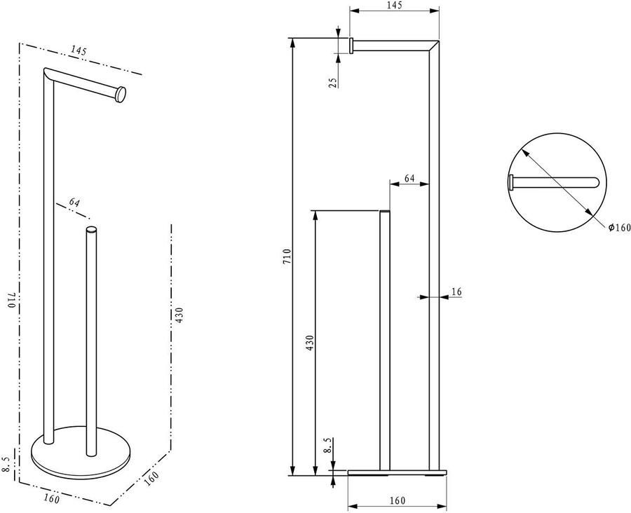Wiesbaden Toiletrolhouder Alonzo | Vrijstaand | Met reserverolhouder | Messing | Chroom