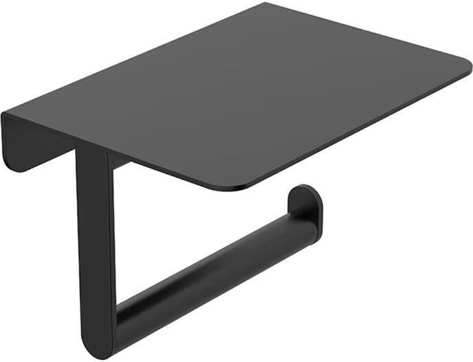 Wiesbaden Toiletrolhouder met planchet Alonzo | Wandmontage | Messing | Rechthoekig | Zwart mat - Foto 2