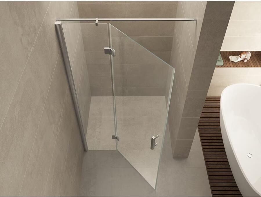 Wiesbaden Douchedeur Miami Nisdeur Draaideur met Vaste Wand 120(60-60)x200cm Antikalk Helder Glas Chroom Profiel 8mm Veiligheidsglas Easy Clean - Foto 3