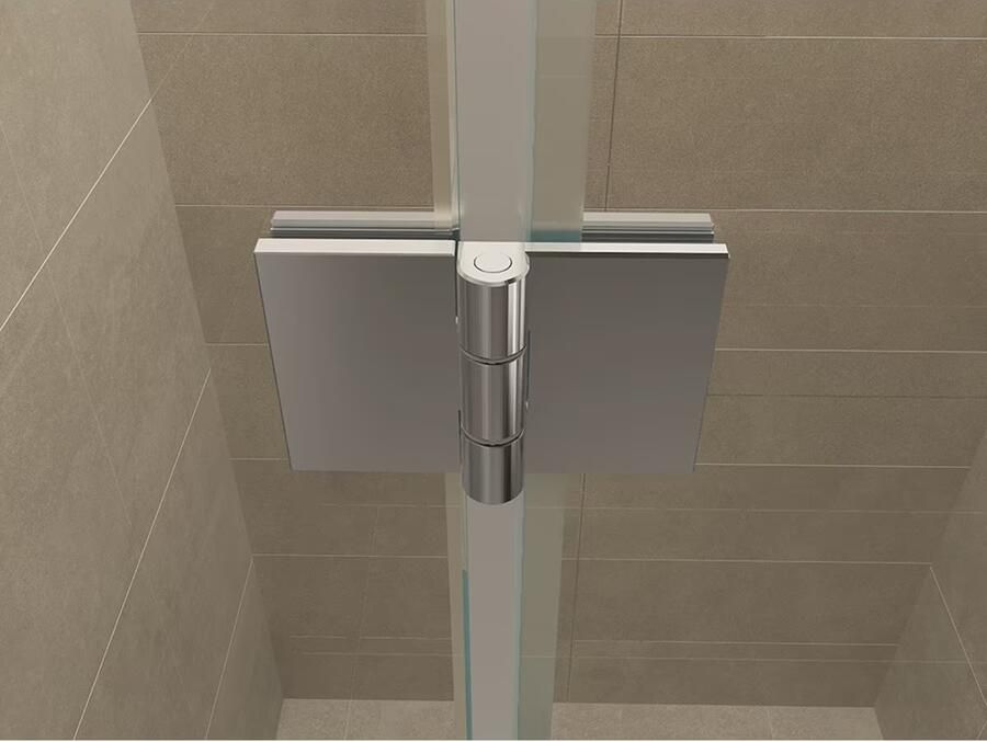 Wiesbaden Douchedeur Miami Nisdeur Draaideur met Vaste Wand 140(60-80)x200cm Antikalk Helder Glas Chroom Profiel 8mm Veiligheidsglas Easy Clean - Foto 4