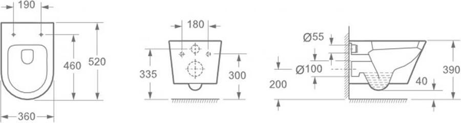 Wiesbaden Toiletpot Hangend Vesta 52x36x35cm Wandcloset Keramiek Diepspoel Glans Wit met Softclose Flatline 2.0 Toiletbril - Foto 4