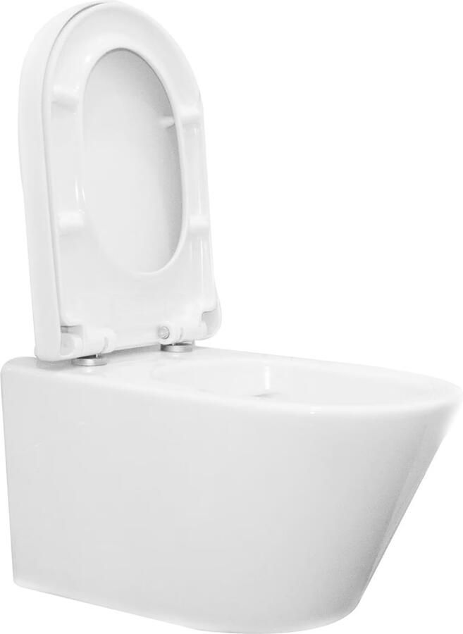 Wiesbaden Toiletpot Hangend Vesta 52x36x35cm Wandcloset Keramiek Diepspoel Nano Coating EasyClean Glans Wit met Softclose Toiletbril - Foto 4