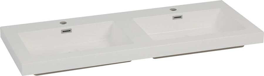 Wiesbaden Meubelwastafel Vision Dubbel Rechthoek 120x47x5 5cm Kunstmarmer Glans Wit 2 Kraangaten Overloop - Foto 5