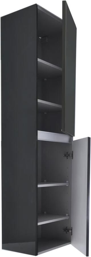 Wiesbaden Badkamerkast Vision Hangend 35x160x35cm MDF Hoogglans Grijs Softclose Greeploos - Foto 3