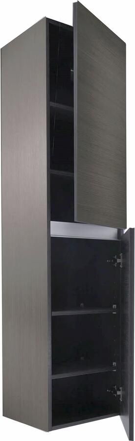 Wiesbaden Badkamerkast Vision Hangend 35x160x35cm MDF Houtnerf Grijs Softclose Greeploos - Foto 5