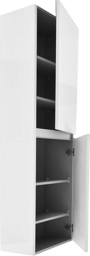 Wiesbaden Badkamerkast Vision Hangend 35x160x35cm MDF Hoogglans Wit Softclose Greeploos - Foto 3