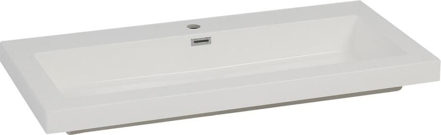 Wiesbaden Meubelwastafel Vision Rechthoek 100x46x5 5cm Kunstmarmer Glans Wit 1 Kraangat Overloop - Foto 6