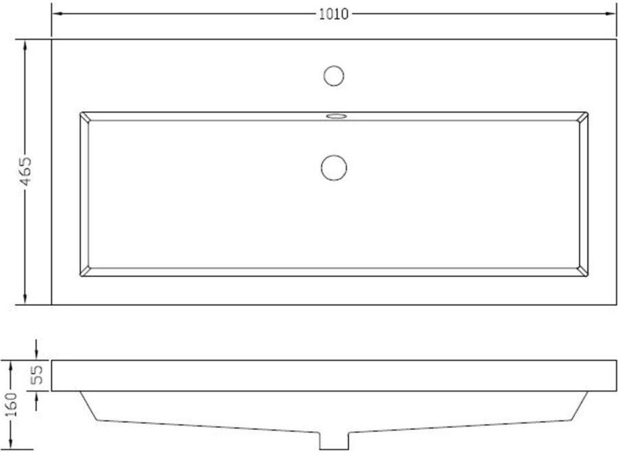 Wiesbaden Meubelwastafel Vision Rechthoek 100x46x5 5cm Kunstmarmer Glans Wit 1 Kraangat Overloop