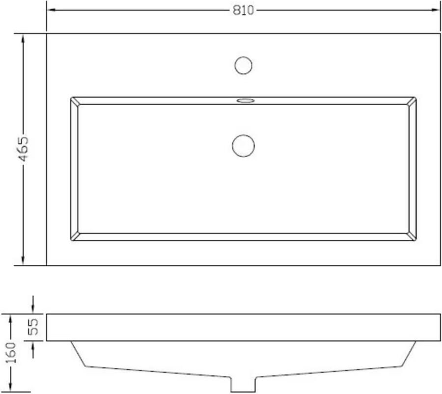 Wiesbaden Meubelwastafel Vision Rechthoek 80x47x5 5cm Kunstmarmer Glans Wit 1 Kraangat Overloop