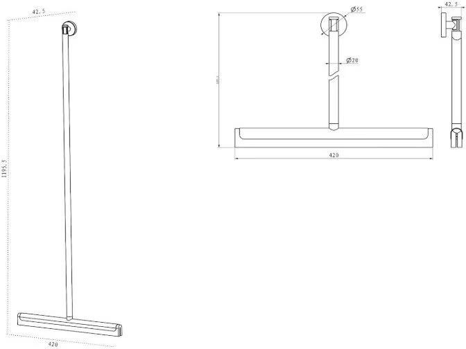 Wiesbaden Vloerwisser Alonzo | Incl.Ophanghaak | Geborsteld messing PVD