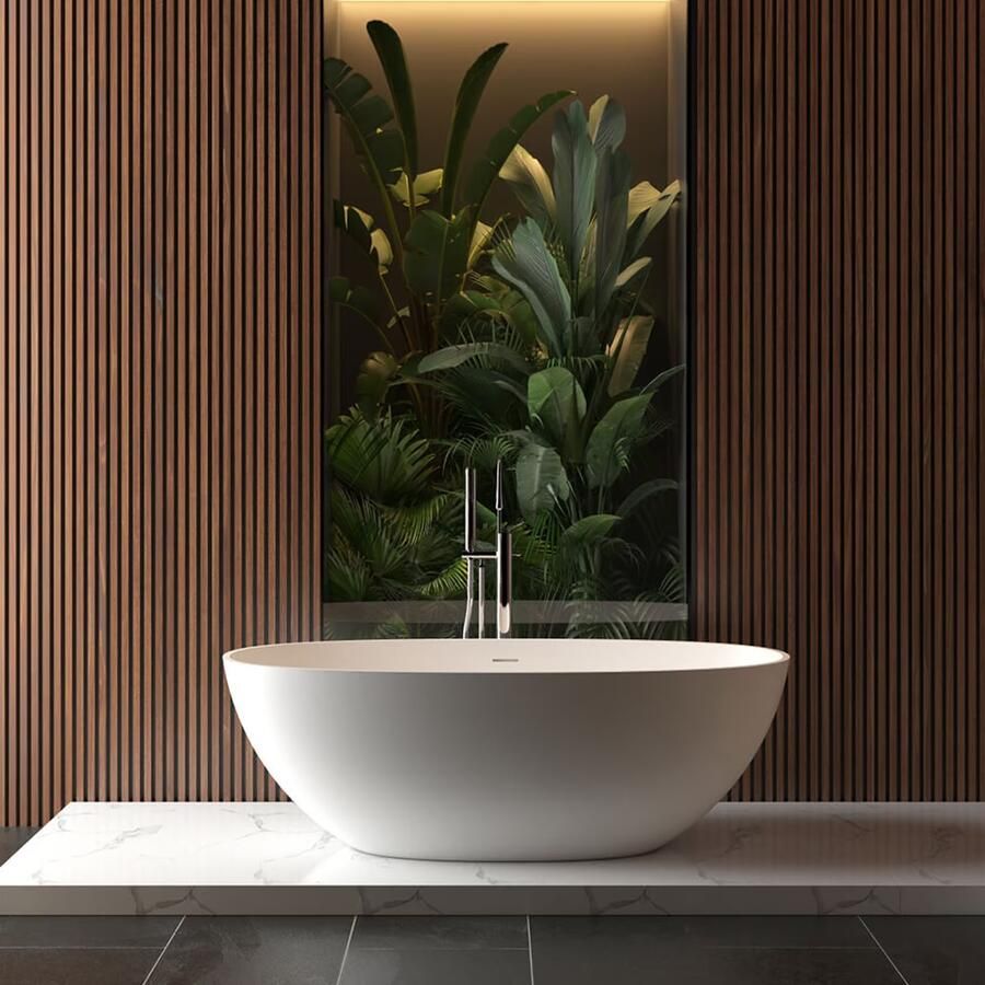 Wiesbaden Vrijstaand bad Chiek | 165x75 cm | Solid surface | Mat wit