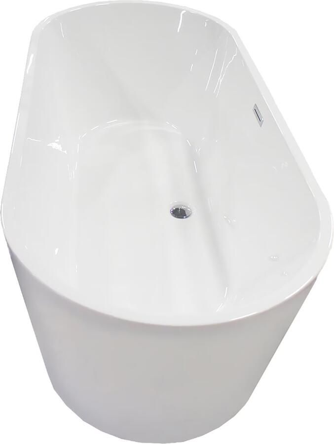 Wiesbaden Ligbad Vrijstaand Libero Ovaal 80x178x60cm Glasvezelversterkt Hoogwaardig Acryl Glans Wit met Badwaste en Overloop - Foto 2