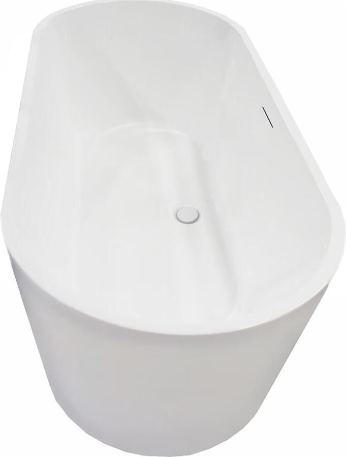 Wiesbaden Ligbad Vrijstaand Libero Ovaal 80x178x58.5cm Glasvezelversterkt Hoogwaardig Acryl Mat Wit met Badwaste en Overloop - Foto 2