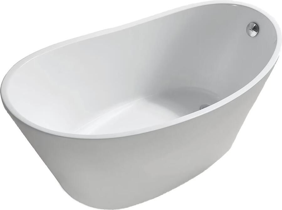 Wiesbaden Ligbad Vrijstaand Trapeze Ovaal 72x170x66cm Glasvezelversterkt Hoogwaardig Acryl Glans Wit met Badwaste en Overloop - Foto 3