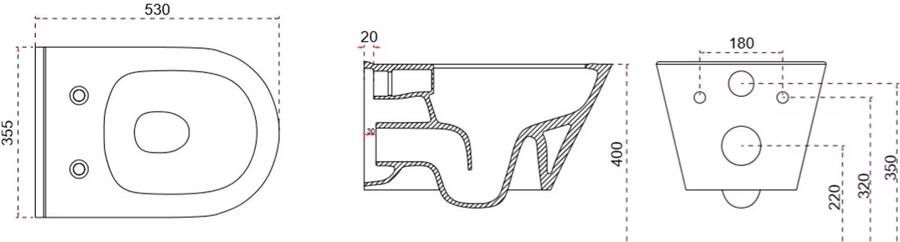 Wiesbaden Wandcloset Comfort | 53 cm | Met spoelrand | Met bidet | Excl.Toiletzitting | Keramiek | Wit mat - Foto 5