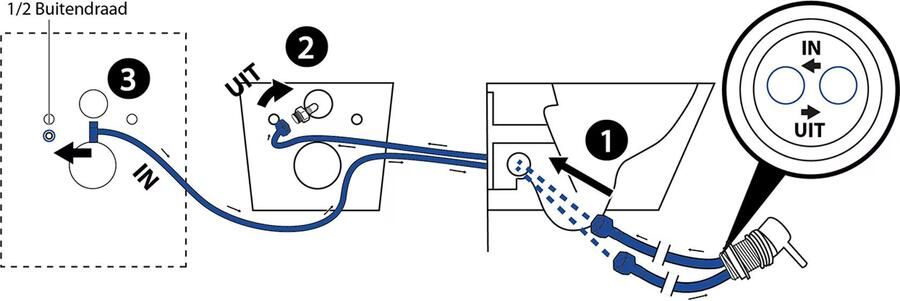 Wiesbaden Wandcloset Luxe | 53 cm | Rimless | Met bidet | Koud water | Excl.Toiletzitting | Keramiek | Zwart