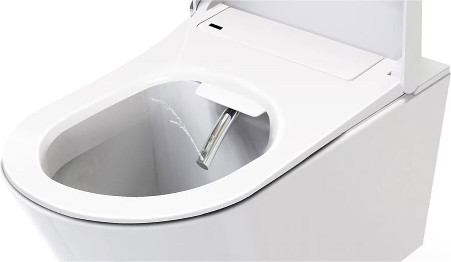 Wiesbaden Wandcloset Stereo | 53 cm | Rimless | Met bidet | Incl.Softclose zitting | Keramiek | Wit