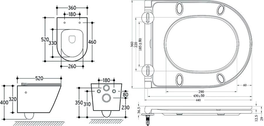 Wiesbaden Wandcloset Vesta | 52 cm | Rimless | Bidet functie-warm en koud water | Incl.Toiletzitting | Keramiek | Mat wit - Foto 2