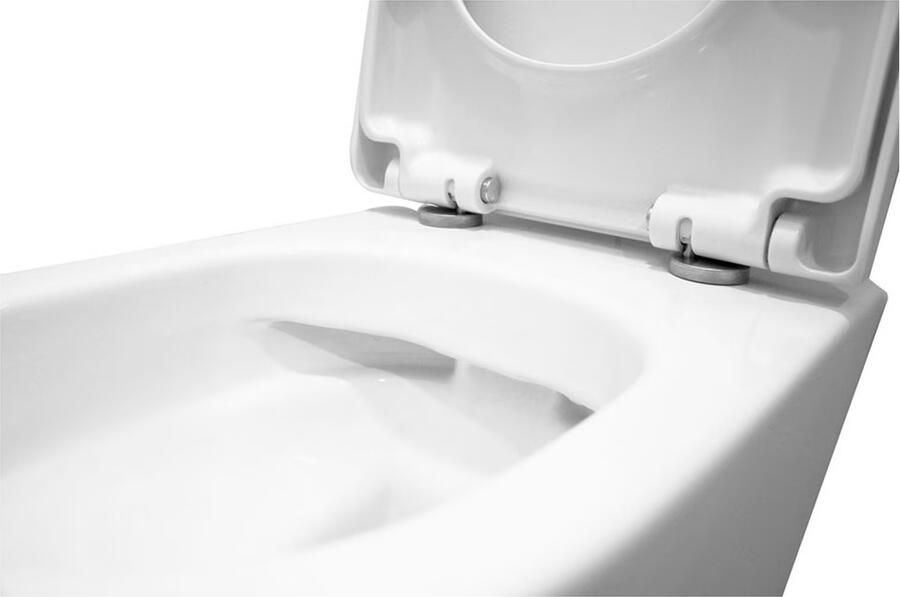 Wiesbaden Toiletpot Hangend Vesta 52x36x35cm Wandcloset Keramiek Diepspoel Nano Coating EasyClean Rimless Glans Wit met Softclose Toiletbril - Foto 4