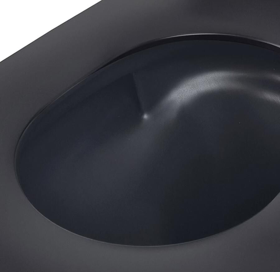 Wiesbaden Wandcloset Vesta | 52 cm | Rimless | Incl.Softclose zitting | Keramiek | Zwart mat