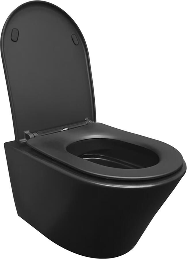 Wiesbaden Vesta wandcloset rimless met Shade slim toiletzitting softclose en quick release mat zwart 32.3412 - Foto 2