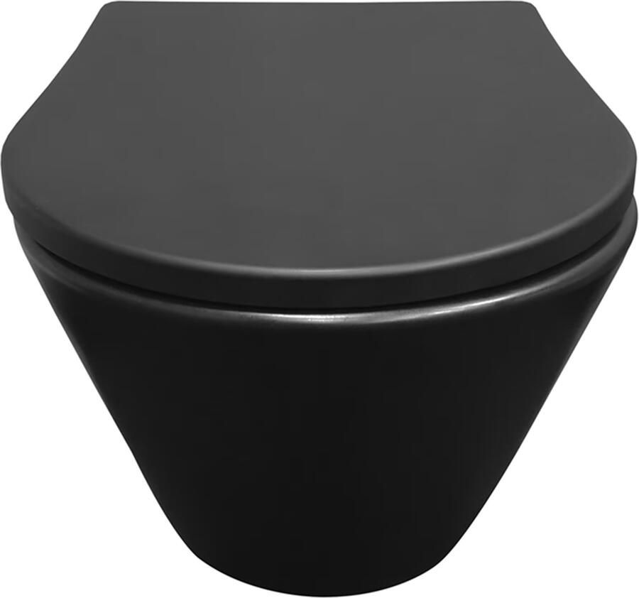 Wiesbaden Vesta wandcloset rimless met Shade slim toiletzitting softclose en quick release mat zwart 32.3412