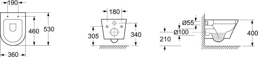 Wiesbaden Wandcloset Vesta | 53 cm | Met spoelrand | Excl.Toiletzitting | Keramiek | Wit glans - Foto 3