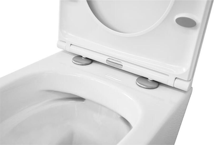 Wiesbaden Vesta-Junior hangend toilet compact 47 cm diepspoel Rimless inclusief Flatline 2.0 zitting met softclose en quickrelease wit - Foto 3