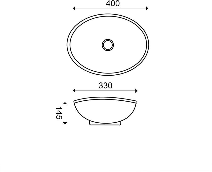 Wiesbaden Waskom Barco | 40x33x14.5 cm | Keramiek | Vrijstaand | Ovaal | Wit mat - Foto 2