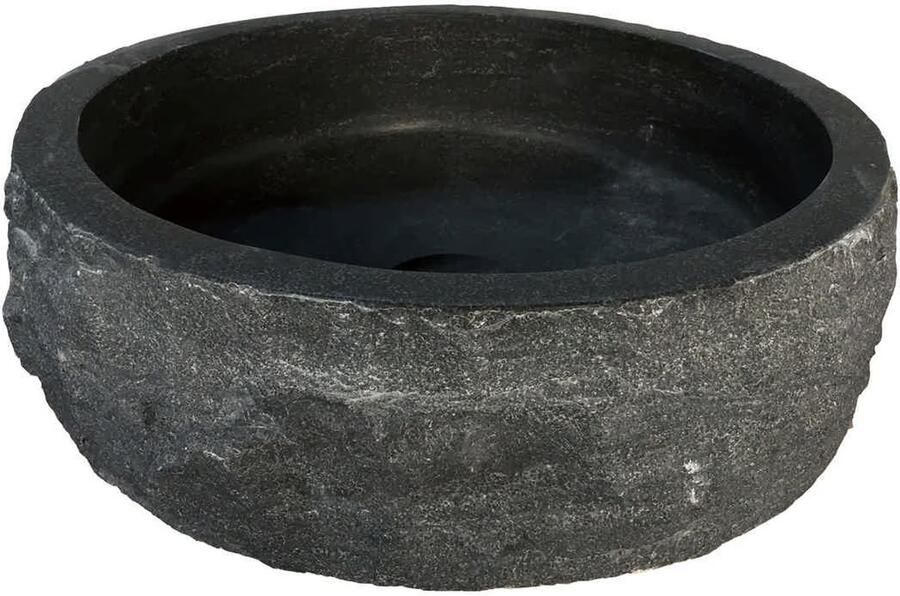 Wiesbaden Waskom Bstone | 40 cm | Natuursteen | Vrijstaand | Rond | Antraciet gekapt - Foto 3