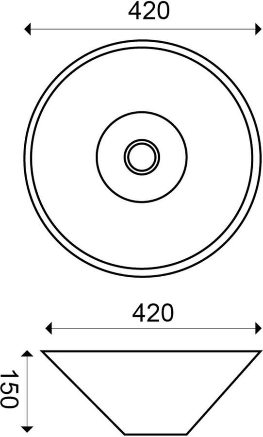 Wiesbaden Waskom Circle | 42 cm | Keramiek | Vrijstaand | Rond | Wit - Foto 3