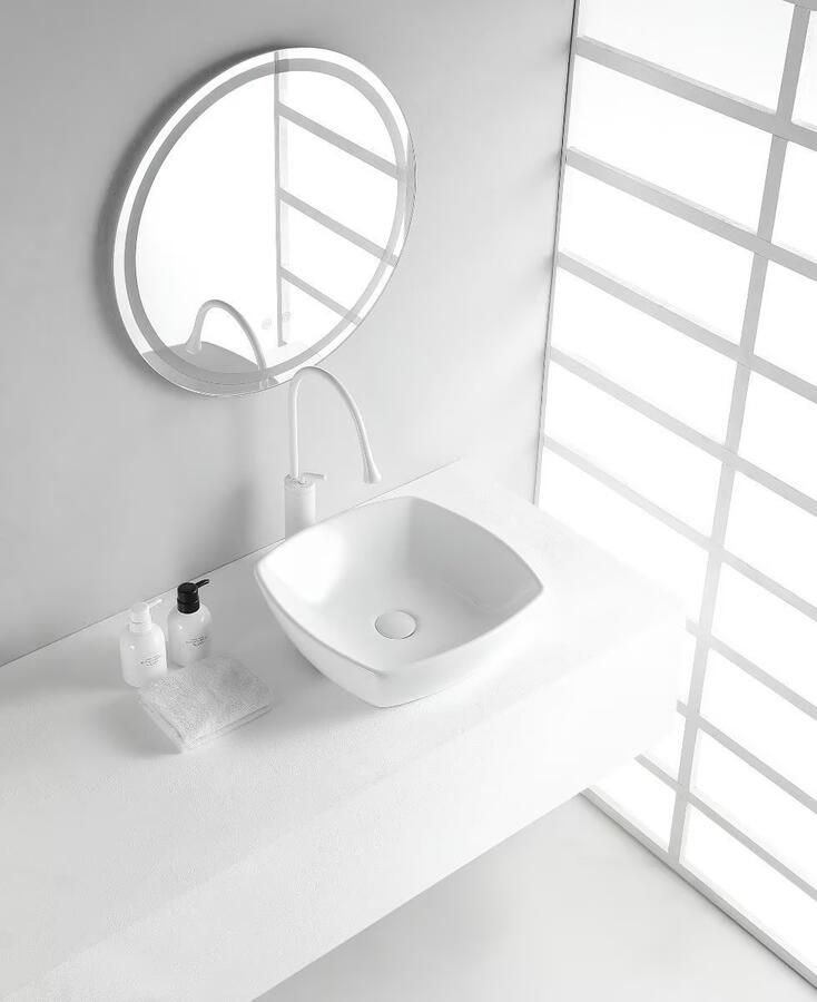 Wiesbaden Waskom Plaza | 42x42x13.5 cm | Keramiek | Vrijstaand | Vierkant | Wit - Foto 3