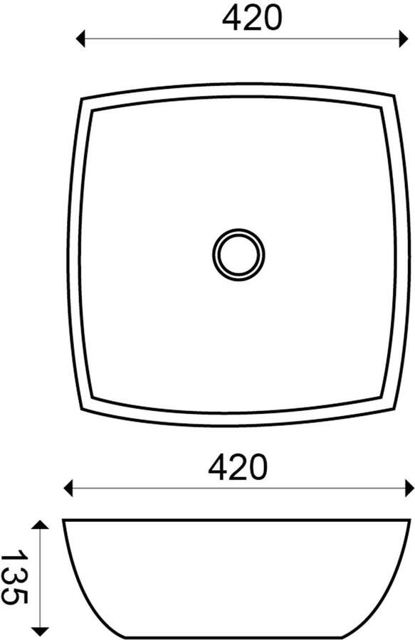 Wiesbaden Waskom Plaza | 42x42x13.5 cm | Keramiek | Vrijstaand | Vierkant | Wit - Foto 2