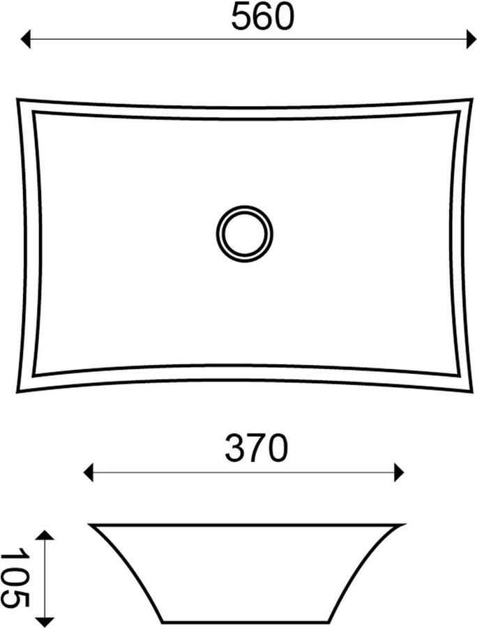 Wiesbaden Waskom Xellanz Scala | 56x37x10.5 cm | Keramiek | Vrijstaand | Rechthoekig | Wit - Foto 3