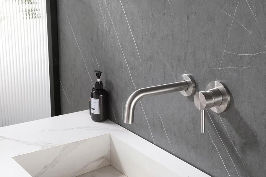 Wiesbaden Wastafelkraan 304 | Inbouw | Mengkraan | Incl.Inbouwdeel | Rond | Rvs look - Foto 2