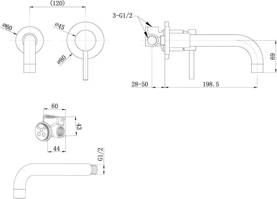 Wiesbaden Wastafelkraan 304 | Inbouw | Mengkraan | Incl.Inbouwdeel | Rond | Rvs look