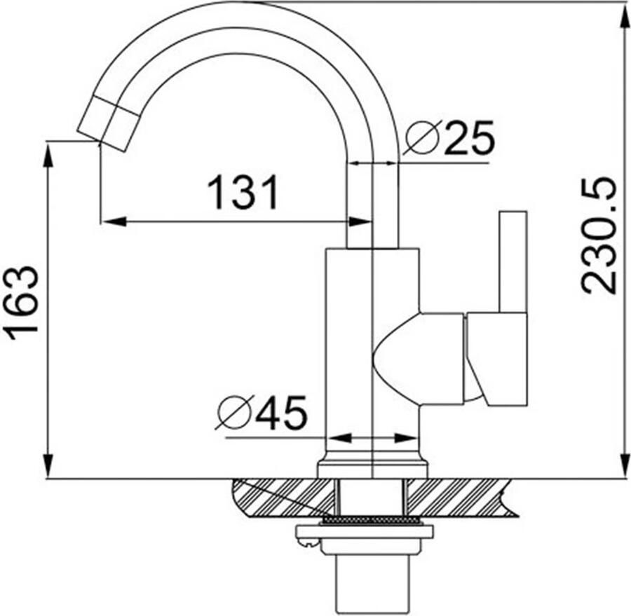 Wiesbaden Wastafelkraan 304 | Opbouw | Draaibare uitloop | Mengkraan | Standaard model | Rond | RVS look