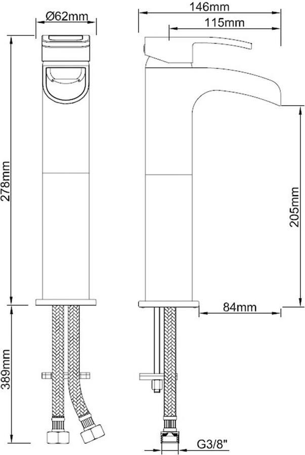 Wiesbaden Wastafelkraan Alegra | Opbouw | Mengkraan | Waterval uitloop | Hoog model | 1-hendel | Rond | Chroom