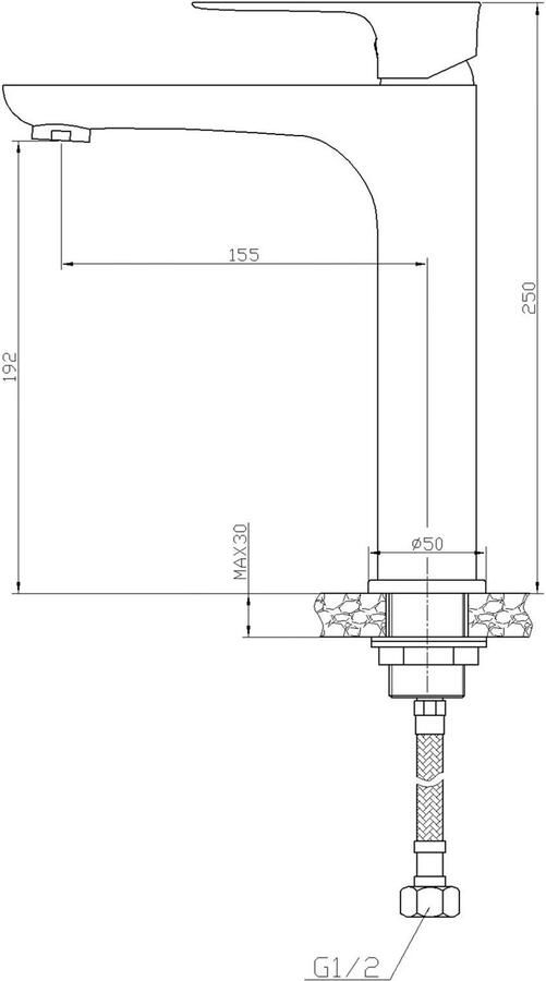 Wiesbaden Wastafelkraan Casma | Opbouw | Mengkraan | Standaard model | 1-hendel | Rond | Wit chroom