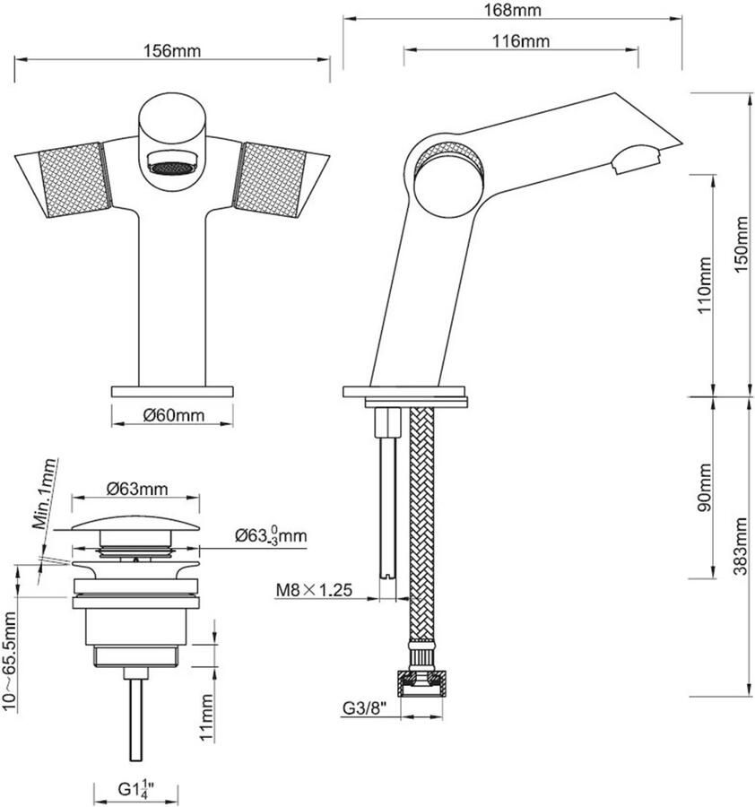 Wiesbaden Wastafelkraan Concorde | Opbouw | Mengkraan | Laag model | 2-knops | Rond | Chroom