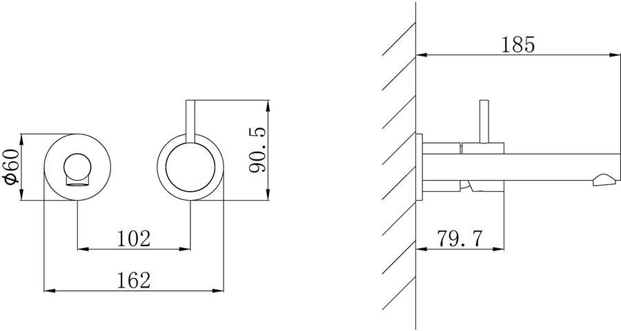 Wiesbaden Wastafelkraan Style | Inbouw | Mengkraan | Incl.Inbouwdeel | Geborsteld messing PVD - Foto 2